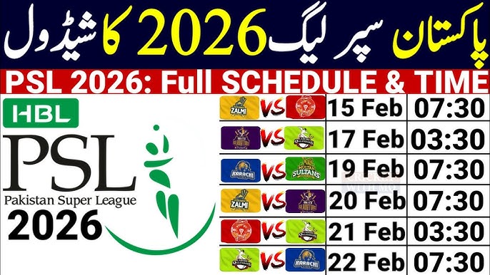PSL 2026 Fixtures Pakistan – Full Match Schedule